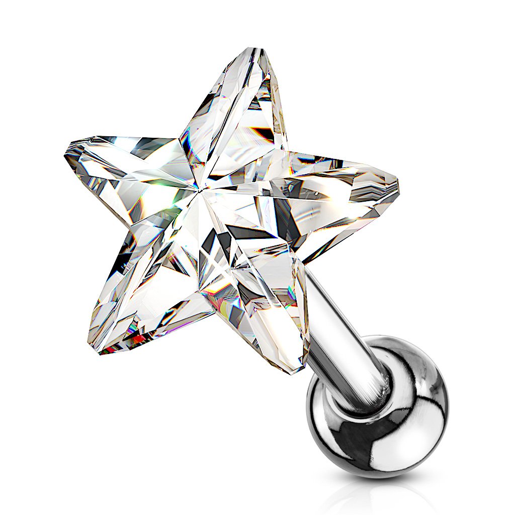 Cherry Diva Stud CLEAR 16 Gauge Crystal Star Cartilage Stud