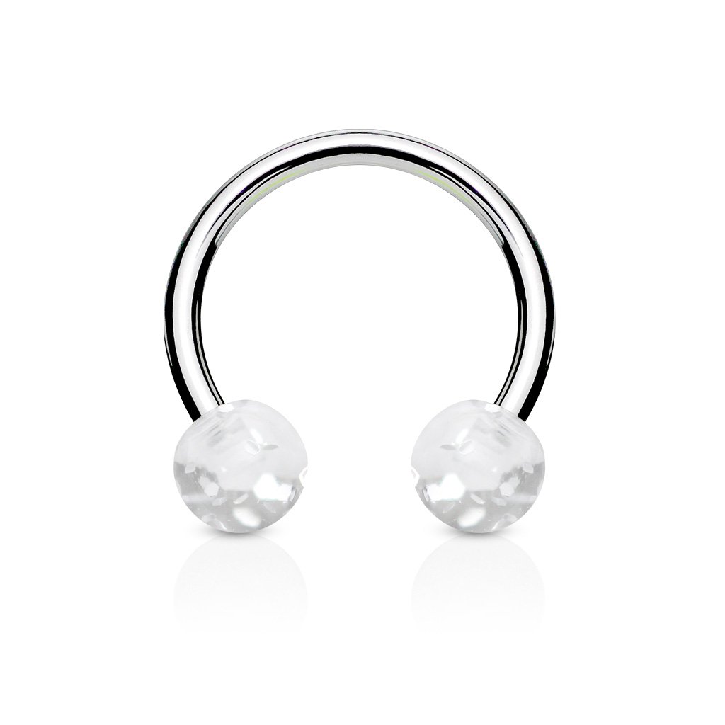 Cherry Diva Circular Barbell CLEAR 16 Gauge Glitterball Circular Horse Shoe Barbell