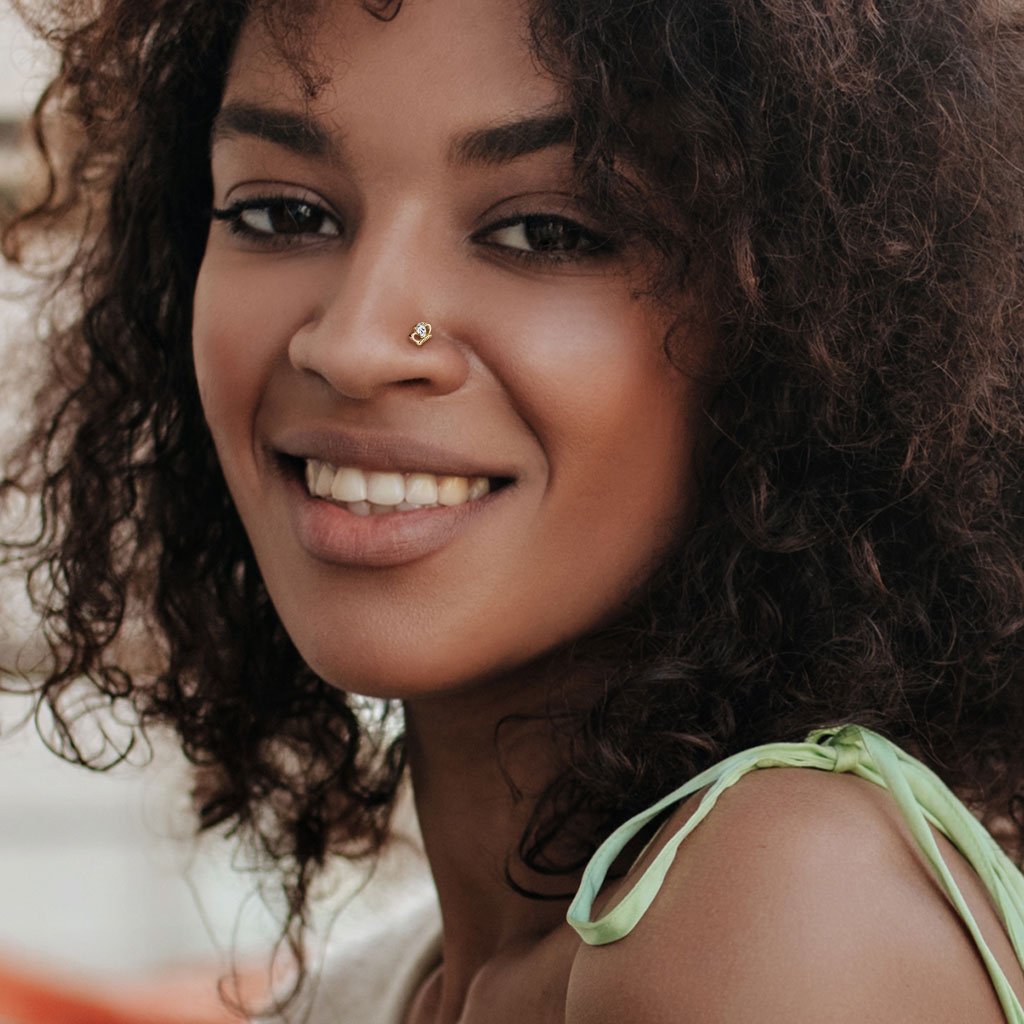 Cherry Diva Push Fit Stud 20 Gauge Press Fit Dainty Crystal Crown Cartilage Stud