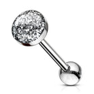 14 Gauge Glitter Top Tongue Barbell Clear