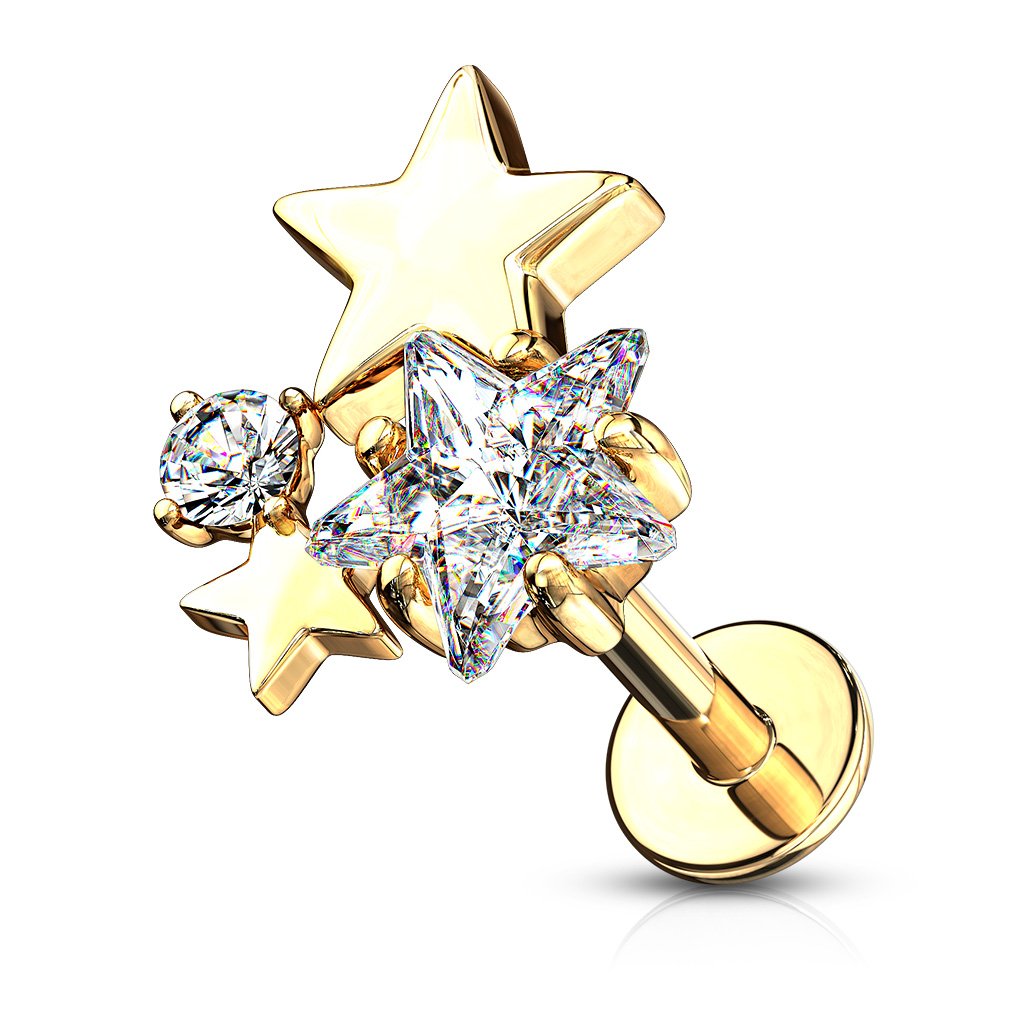 Cherry Diva Flat Back Stud Gold 16 Gauge Crystal Star Top Flat Back Stud