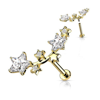 Cherry Diva Flat Back Stud Gold 16 Gauge Internally Threaded Shooting Stars Stud