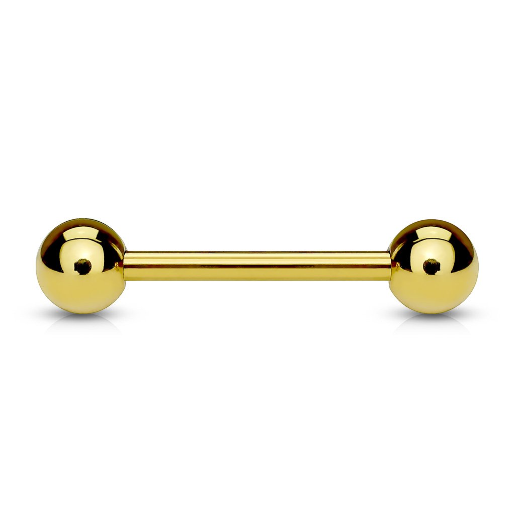 Cherry Diva Barbell 14 Gauge Gold Ion Plated Over 316L Surgical Steel Barbell