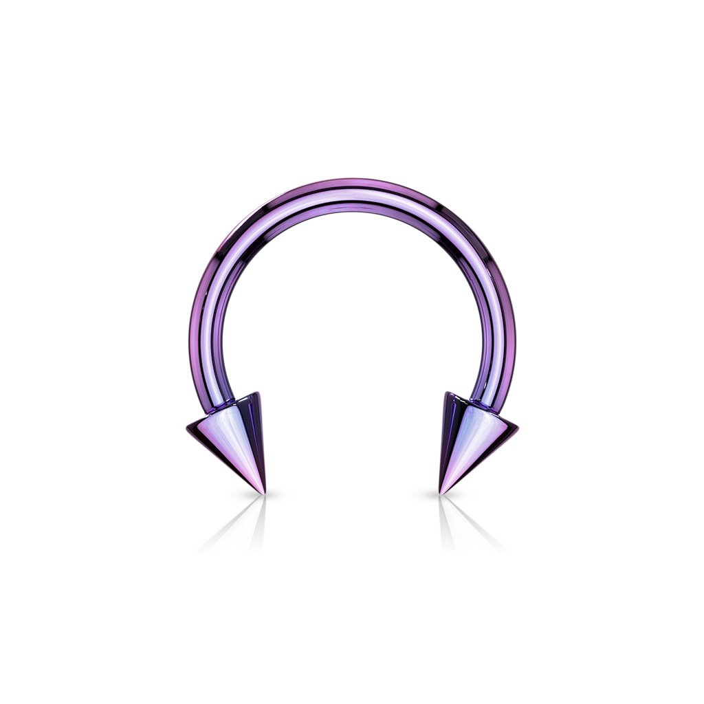 Cherry Diva Barbell PURPLE 14 Gauge Titanium IP Plate Spike Horseshoe Barbell