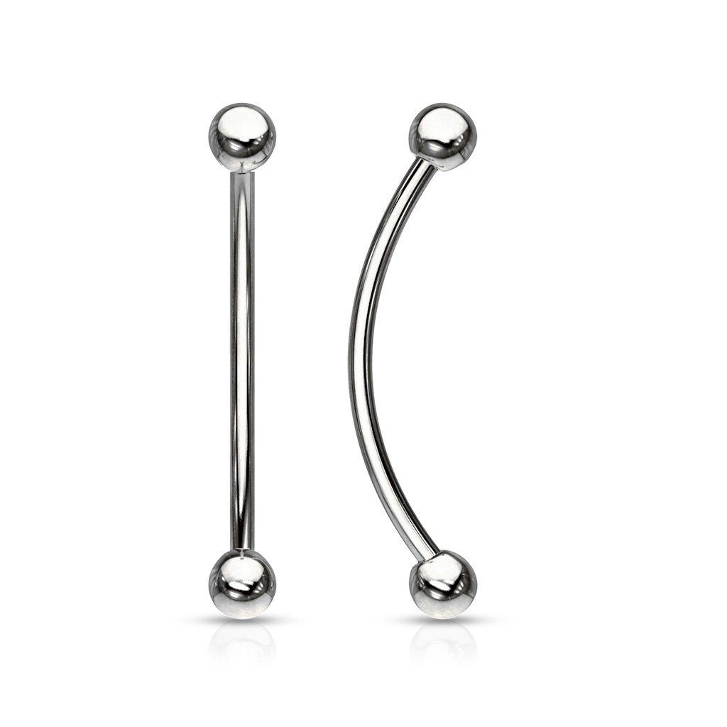 Cherry Diva Barbell SILVER 16 Gauge Surgical Steel Curved Barbell With Ball Ends