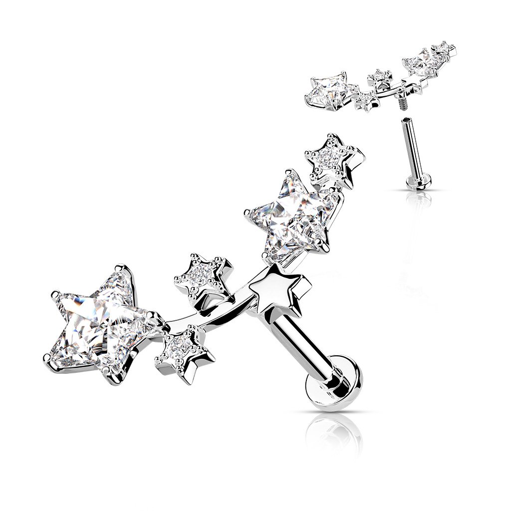 Cherry Diva Flat Back Stud Silver 16 Gauge Internally Threaded Shooting Stars Stud