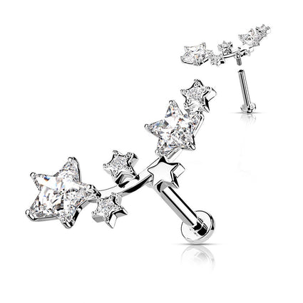 Cherry Diva Flat Back Stud Silver 16 Gauge Internally Threaded Shooting Stars Stud