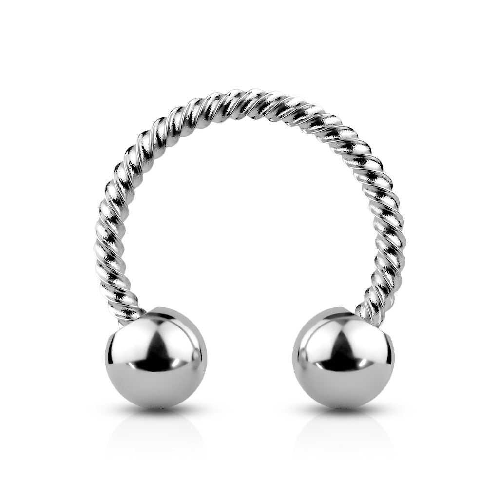Cherry Diva Barbell SILVER 14 Gauge Twisted Rope Surgical Steel Circular Barbell
