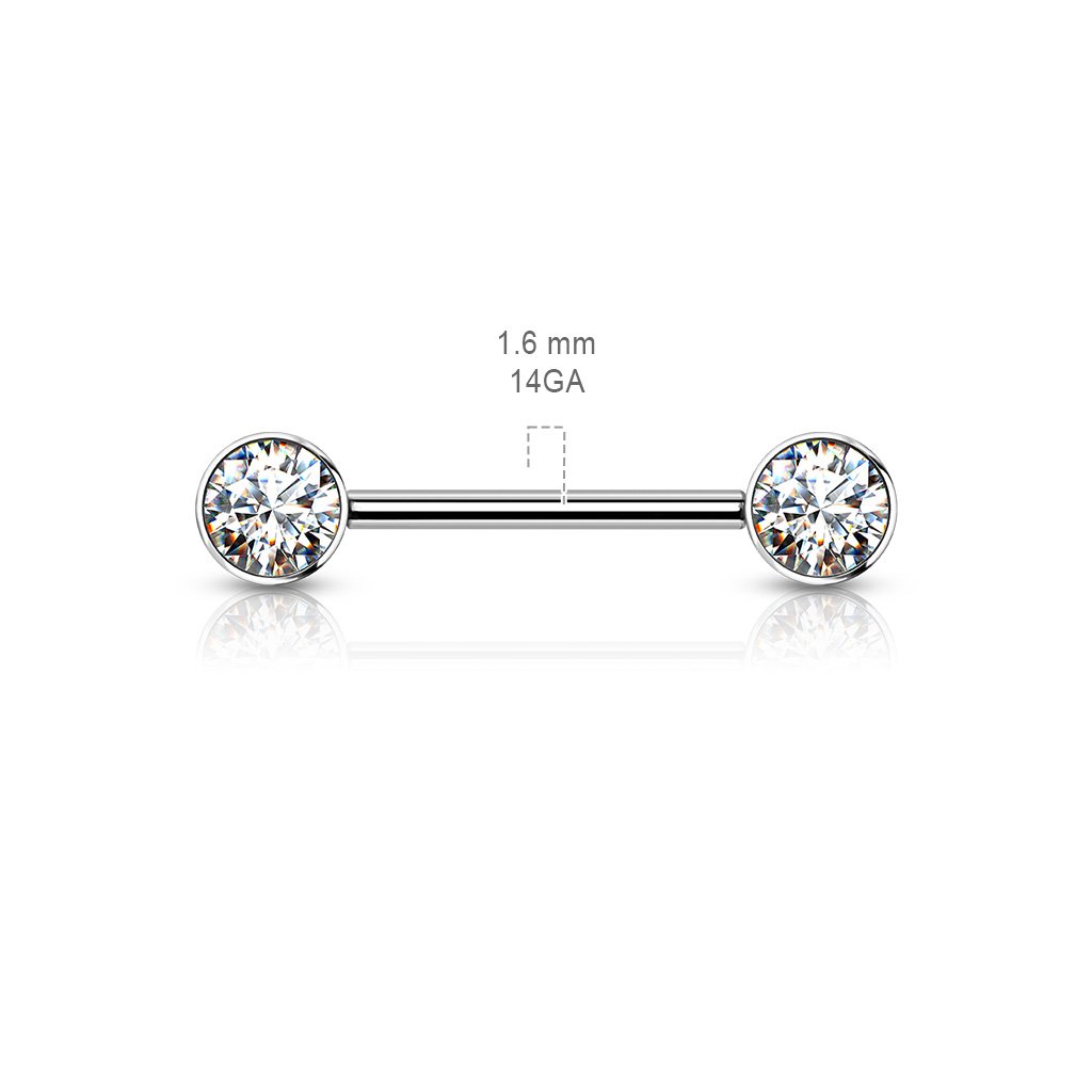 Cherry Diva Nipple Ring 14 Gauge Internally Threaded Titanium Double Gem Nipple Bar
