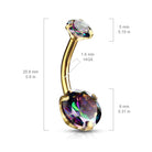 14 Gauge Golden Aurora Crystal Belly Button Ring Size Guide