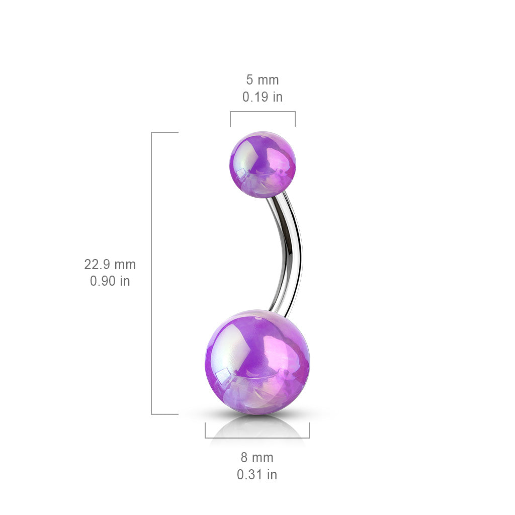 Cherry Diva belly bar 14 Gauge Metallic AB Finish Belly Button Bar