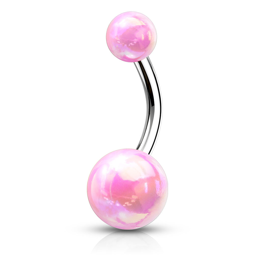 Cherry Diva belly bar Pink 14 Gauge Metallic AB Finish Belly Button Bar