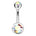 Cherry Diva belly bar Aurora 14 Gauge Titanium Double Crystal Belly Bar