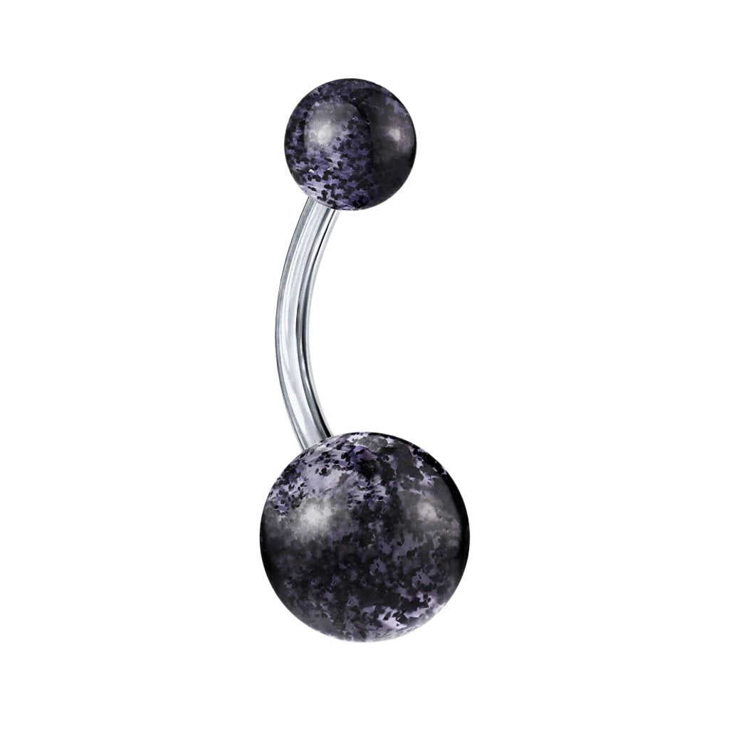 Cherry Diva belly bar BLACK 14 Gauge Titanium Acrylic Glitter Ball Belly Bar