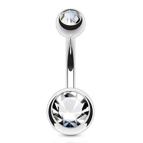 Cherry Diva belly bar Crystal 14 Gauge Double Crystal Surgical Steel Belly Bar