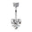 Cherry Diva belly bar Silver / Clear 14 Gauge Internally Threaded Crystal Heart Belly Bar