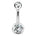 Cherry Diva belly bar Clear 14 Gauge Titanium Double Crystal Belly Bar