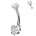 Cherry Diva belly bar Clear Crystal 14 Gauge Titanium Double Crystal Heart Belly Button Bar