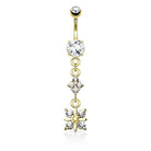 Dangling Diamond Belly Button Ring Gold / Silver