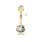 14 Gauge Gold Double Crystal Belly Button Bar Size Guide