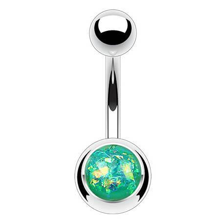 Cherry Diva belly bar 14 Gauge Surgical Steel Opal Centre Belly Button Bar