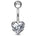 Cherry Diva belly bar Clear 14 Gauge Prong Set Crystal Heart Titanium Belly Bar