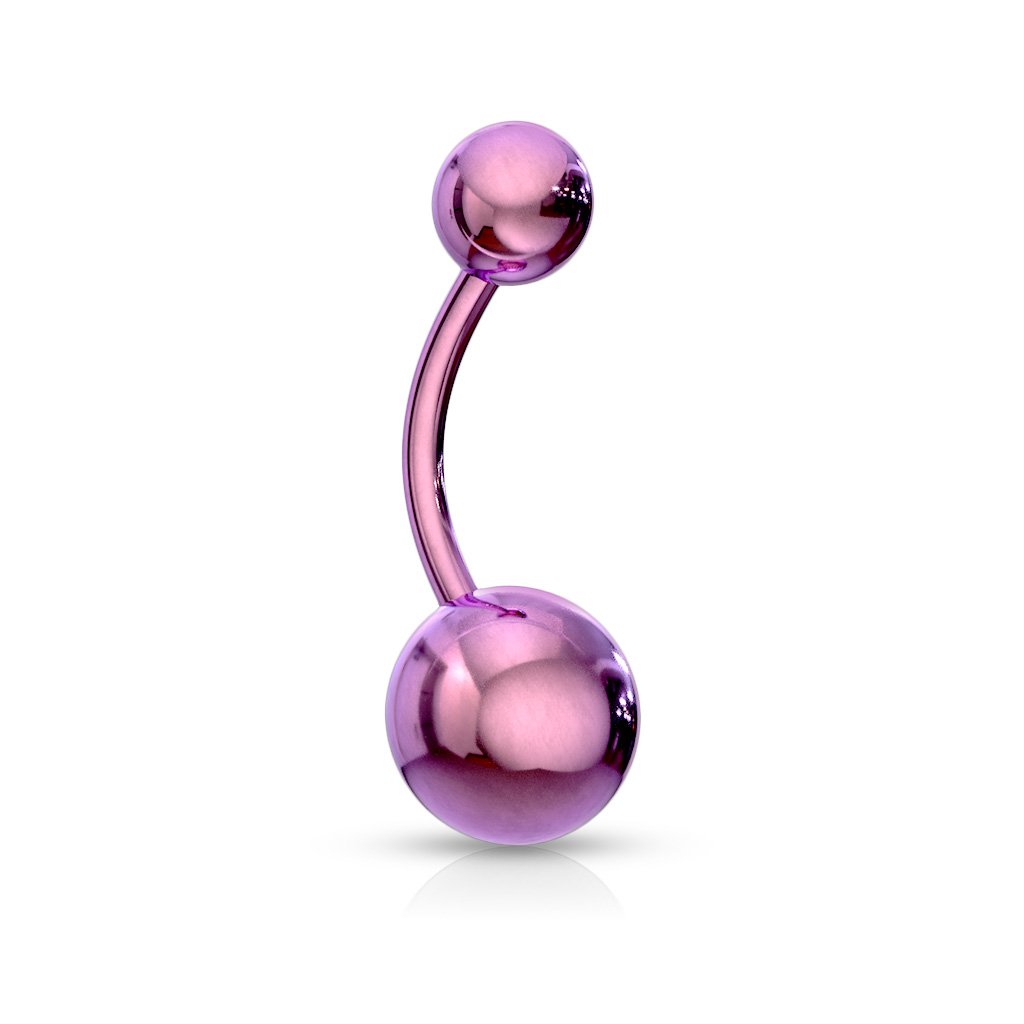 Cherry Diva belly bar Purple 14 Gauge Metallic Finish Titanium IP Belly Button Bar
