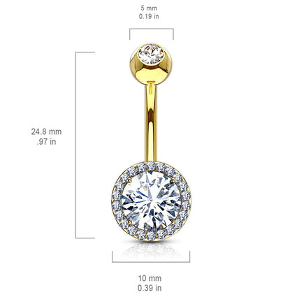 Cherry Diva belly bar 14 Gauge Silver Double Crystal Belly Button Bar
