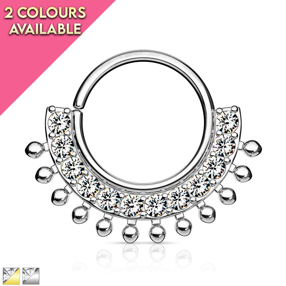 20 Gauge Crystal Fan Bendable Hoop Ring for Nose & Ear