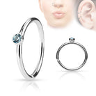 20 Gauge Crystal Bendable Hoop Ring For Nose & Ear Aqua