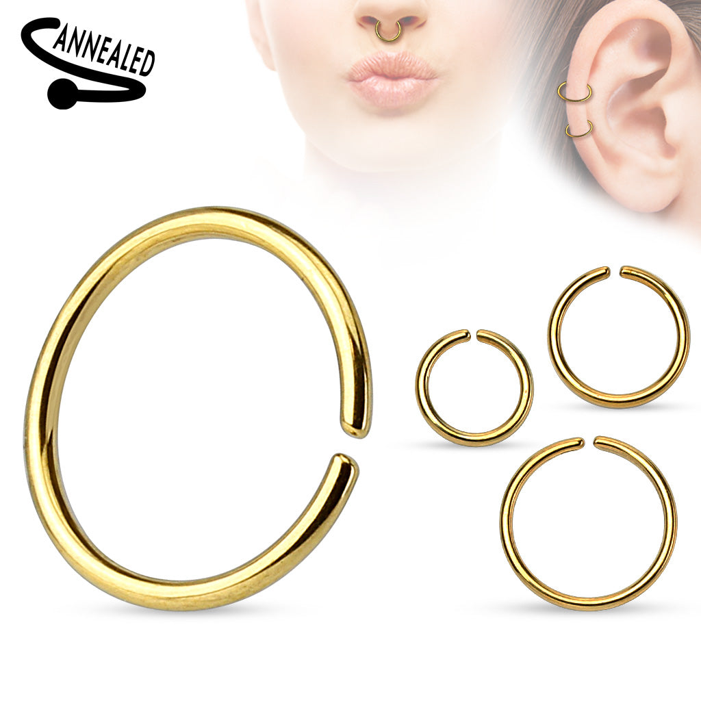 Cherry Diva Bendable Hoop Ring Gold 16 Gauge Titanium Anodized Colourful Bendable Hoop Rings