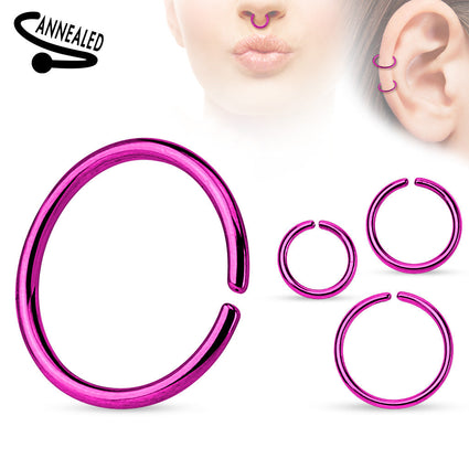 Cherry Diva Bendable Hoop Ring Purple 16 Gauge Titanium Anodized Colourful Bendable Hoop Rings