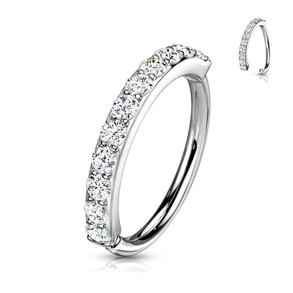 Cherry Diva Bendable Hoop Ring Silver - 10MM 16 Gauge Single Row Crystal Hoop Ring For Nose & Ear