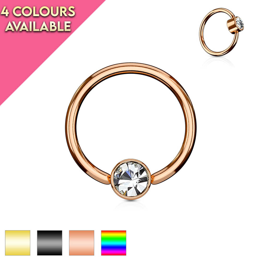 Cherry Diva Captive Ring 16 Gauge Crystal Set PVD Captive Ring