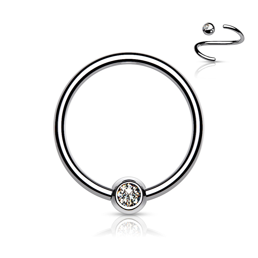 Cherry Diva Captive Ring 16 Gauge Titanium Crystal Ball Closure Captive Ring