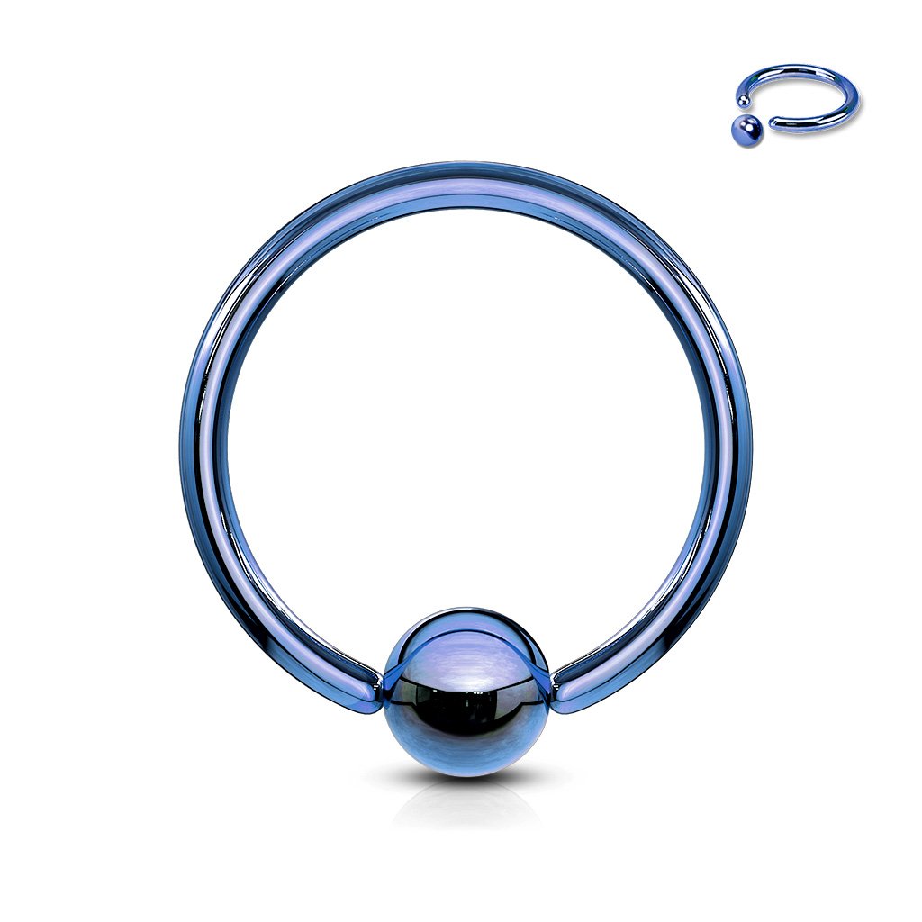 Cherry Diva Captive Ring BLUE 16 Gauge Titanium PVD Captive Ring
