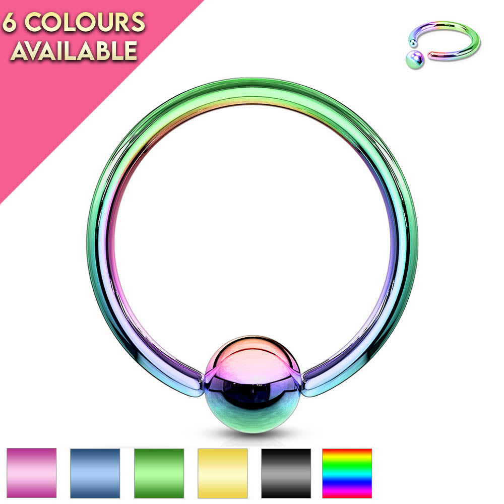 Cherry Diva Captive Ring 16 Gauge Titanium PVD Captive Ring