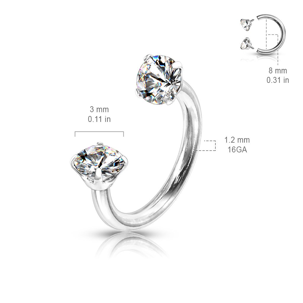 Cherry Diva Circular Barbell 16 Gauge Prong Set Crystal Internally Threaded Circular Barbell