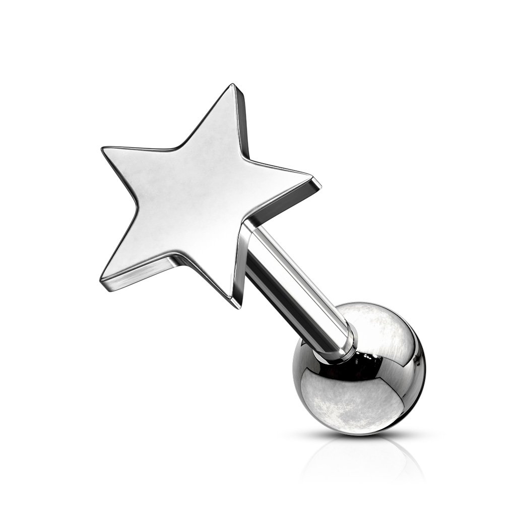 Cherry Diva Stud Silver 16 Gauge Star Top Cartilage / Tragus Stud
