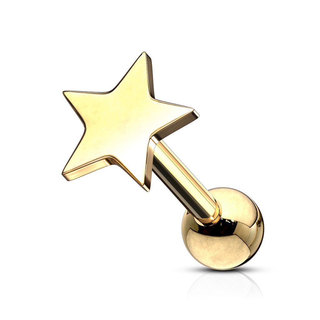 Cherry Diva Stud Gold 16 Gauge Star Top Cartilage / Tragus Stud
