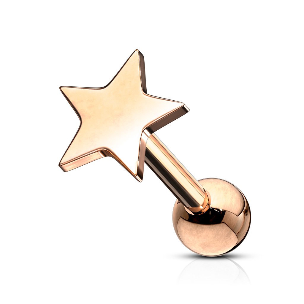Cherry Diva Stud Rose Gold 16 Gauge Star Top Cartilage / Tragus Stud
