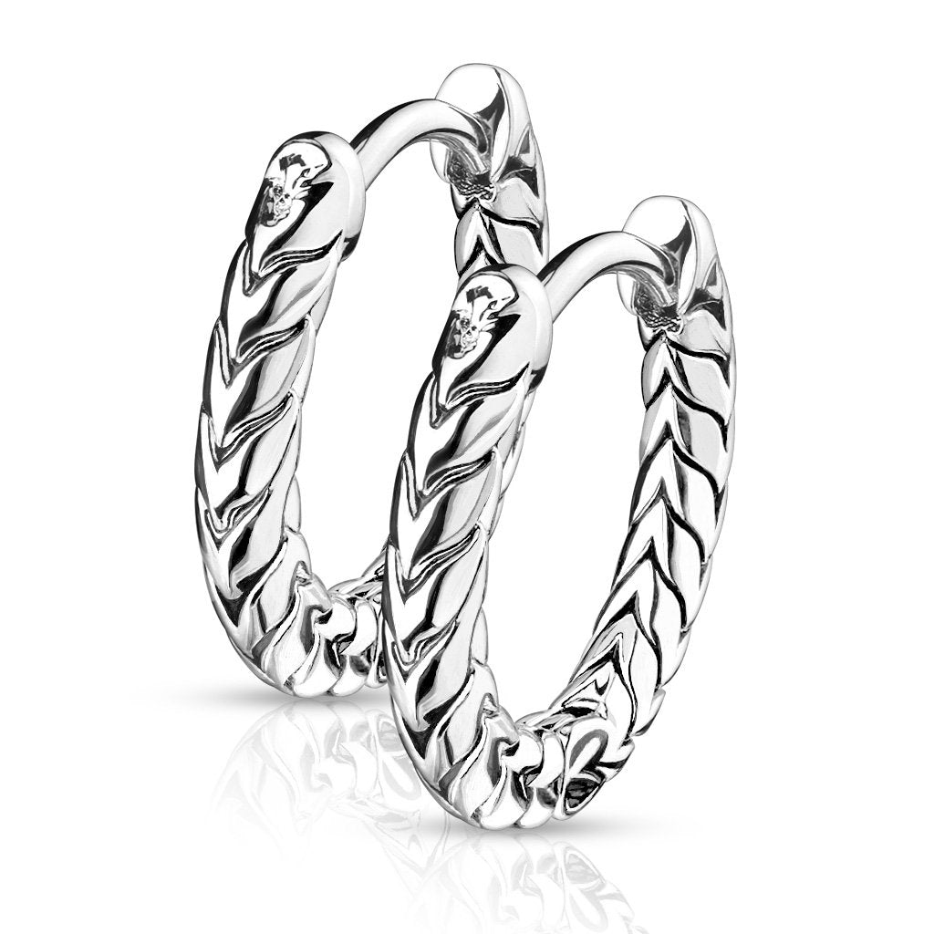 Cherry Diva Earrings Antique Silver Hinge Action Hoop Earrings