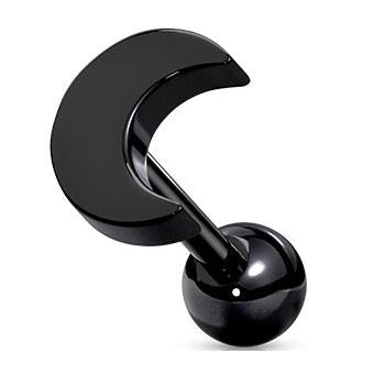 Cherry Diva Stud Black 16 Gauge Crescent Moon Top Cartilage Stud