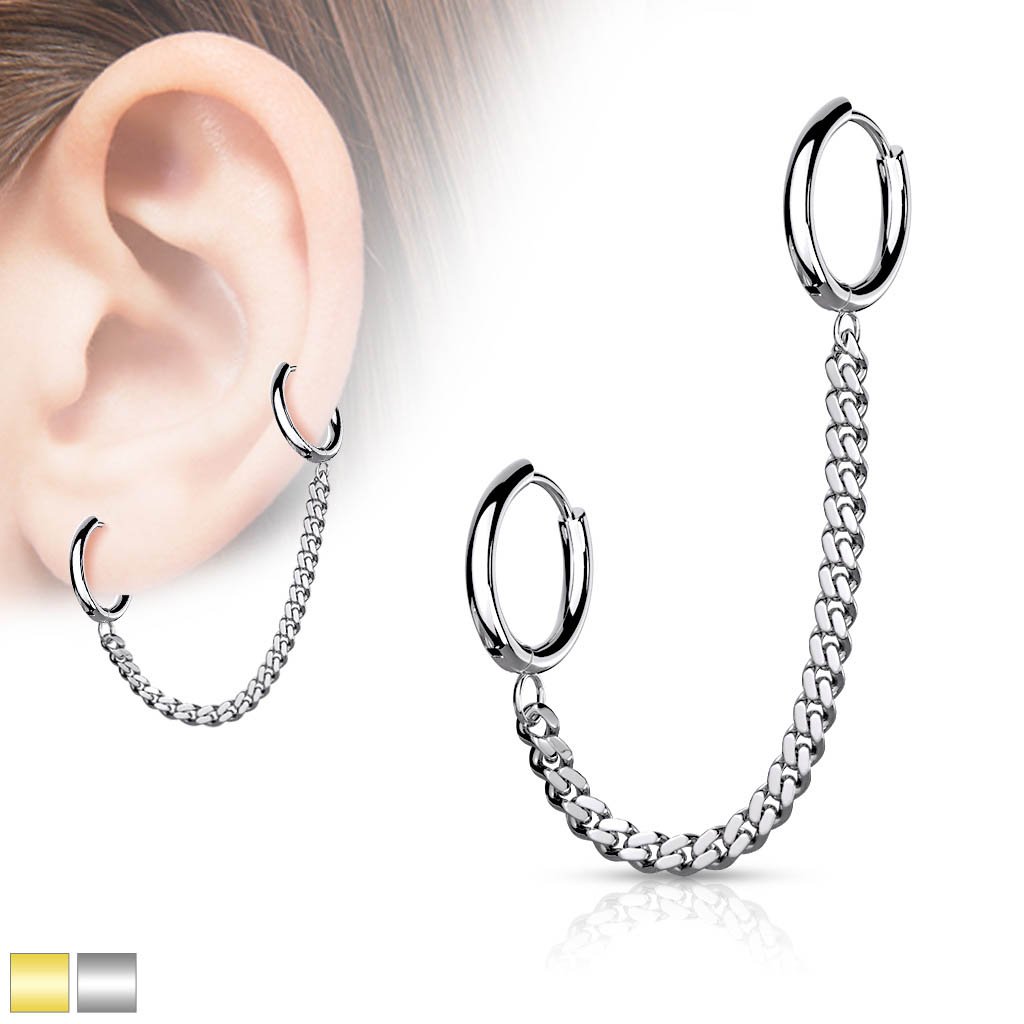 Cherry Diva Earrings Chain Linked Round Clicker Ear Hoop Earrings