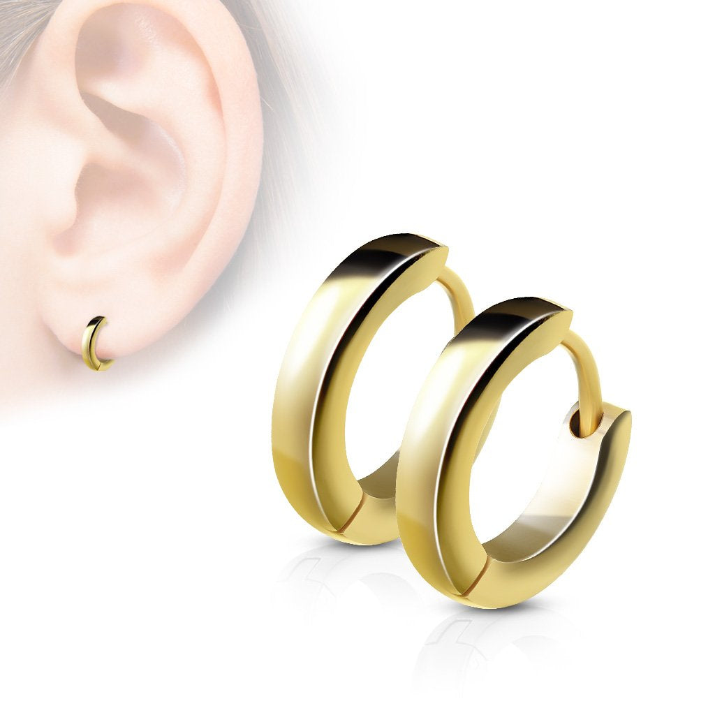 Cherry Diva Earrings GOLD Chunky Stainless Steel Huggie Hoop Earrings