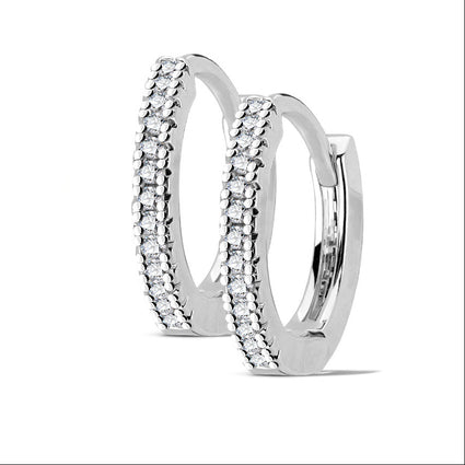 Cherry Diva Earrings Dainty Crystal Lined Hoop Earrings - Silver