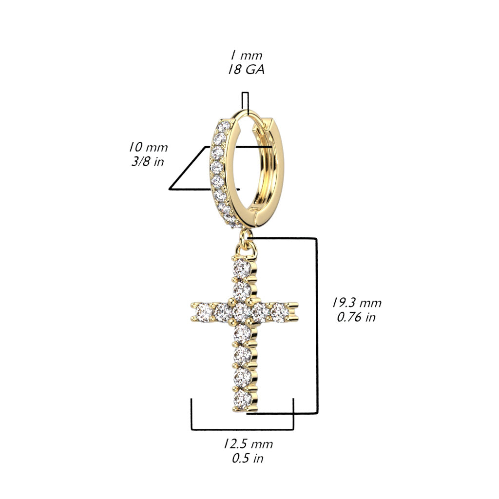 Cherry Diva Earrings Dangling Crystal Cross Hoop Earrings