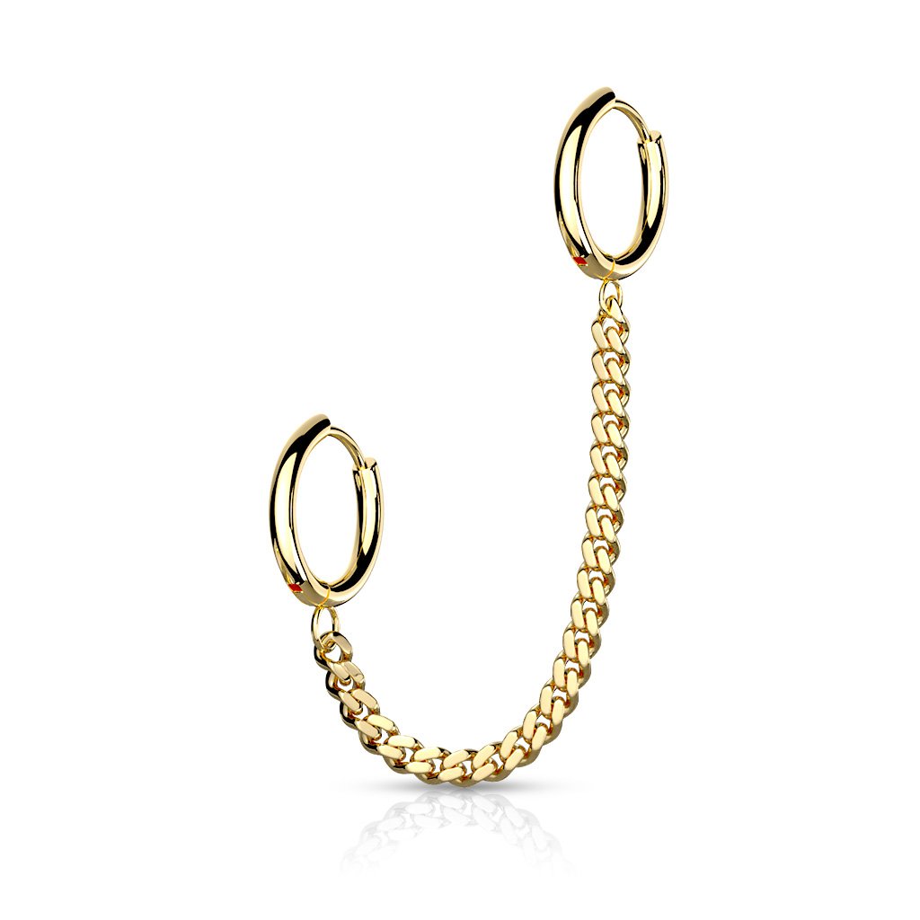 Cherry Diva Earrings GOLD Chain Linked Round Clicker Ear Hoop Earrings