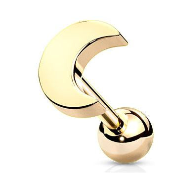 Cherry Diva Stud Gold 16 Gauge Crescent Moon Top Cartilage Stud