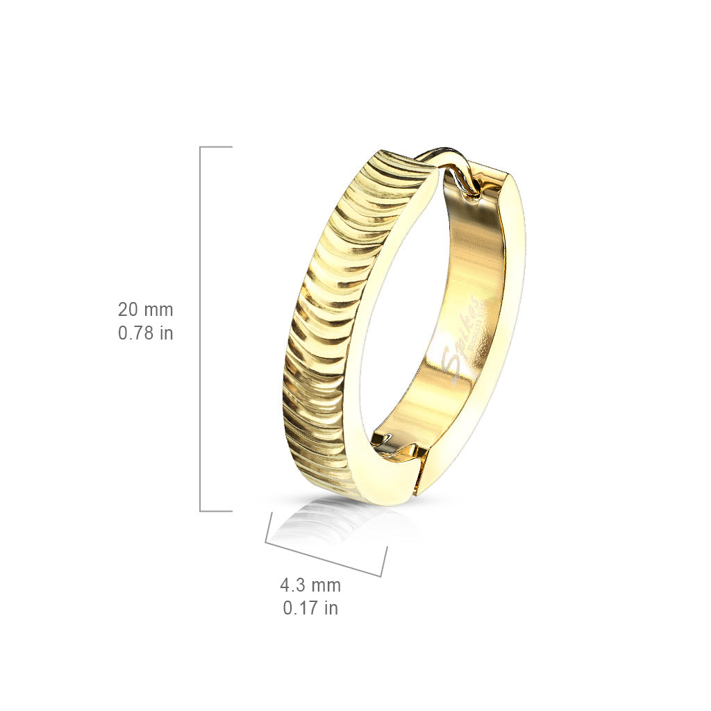 Cherry Diva Earrings Silver Grooved Hoop Earrings